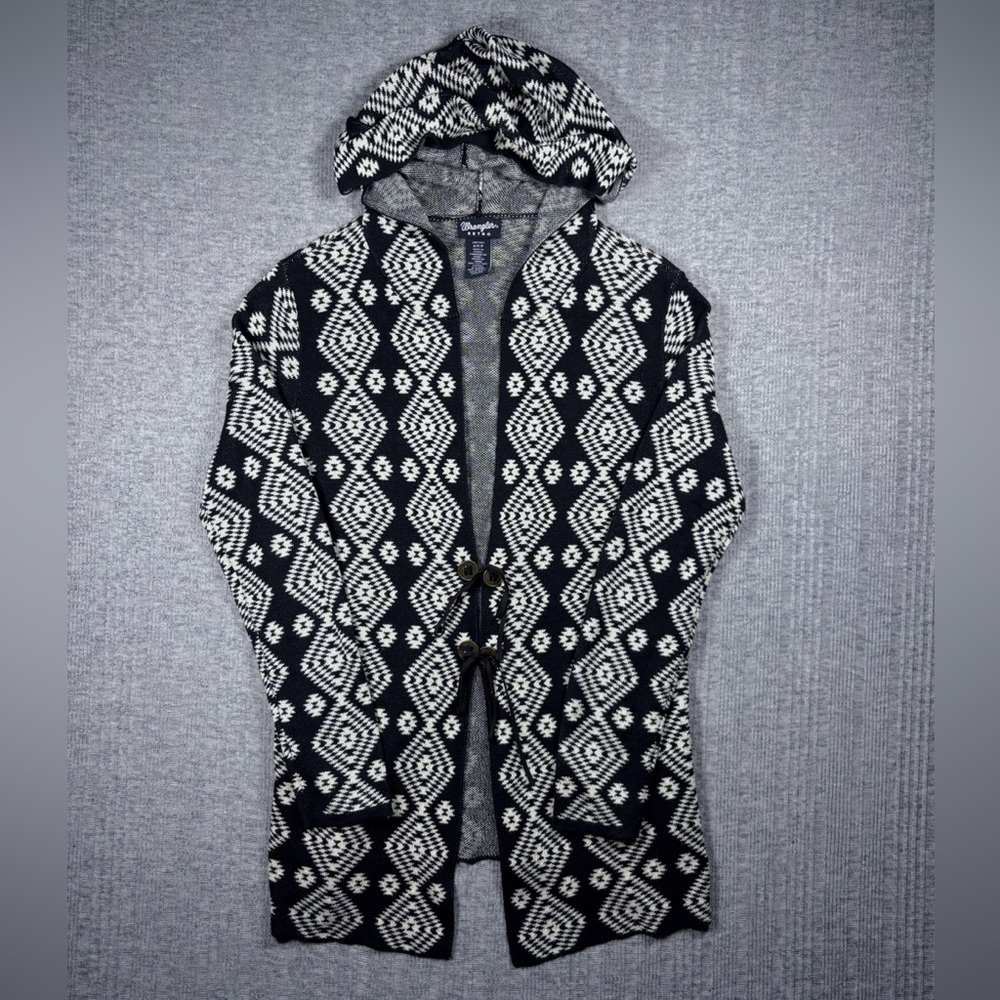 Wrangler Retro Aztec Cardigan Women’s S Black White Western Boho Fall Sweater